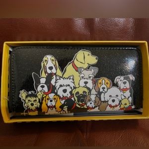 NIB Marc Tetro Large Black Dog Party Zip Around Wallet